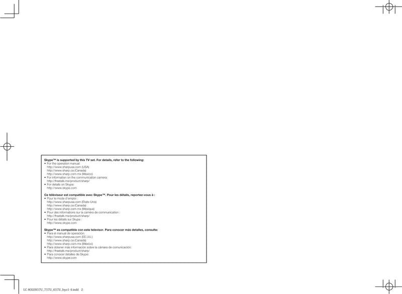 Sharp LC60C6500U LC60C7500U LC60LE650U TV Operating Manual