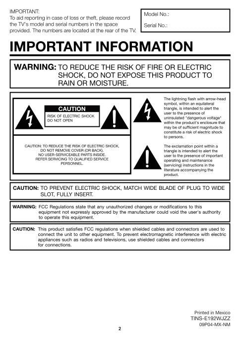 Sharp LCC4067U LCC4655U TV Operating Manual