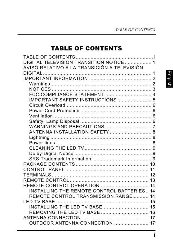 Westinghouse LD268OM TV Operating Manual