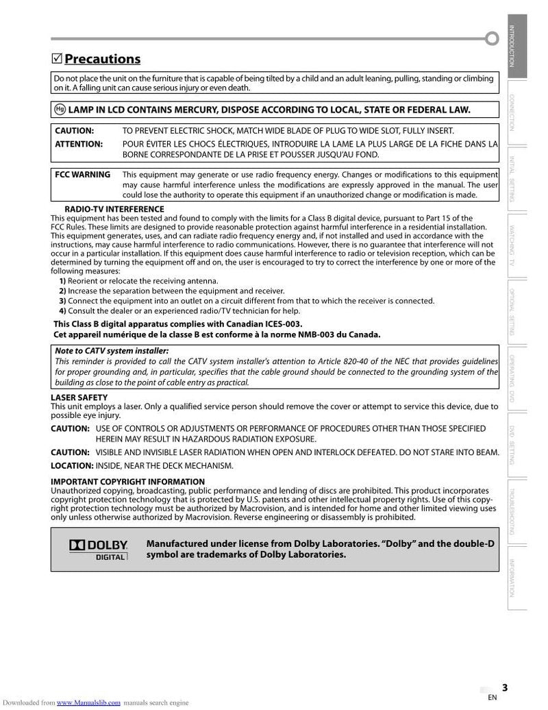 Sylvania LD200SL9 TV/DVD Combo Operating Manual