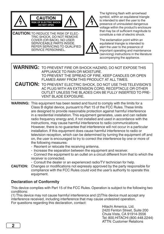 Hitachi LE24 C 109 TV Operating Manual