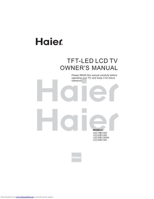 Haier LEC19 B 1320 LEC22 1380 1380W TV Operating Manual