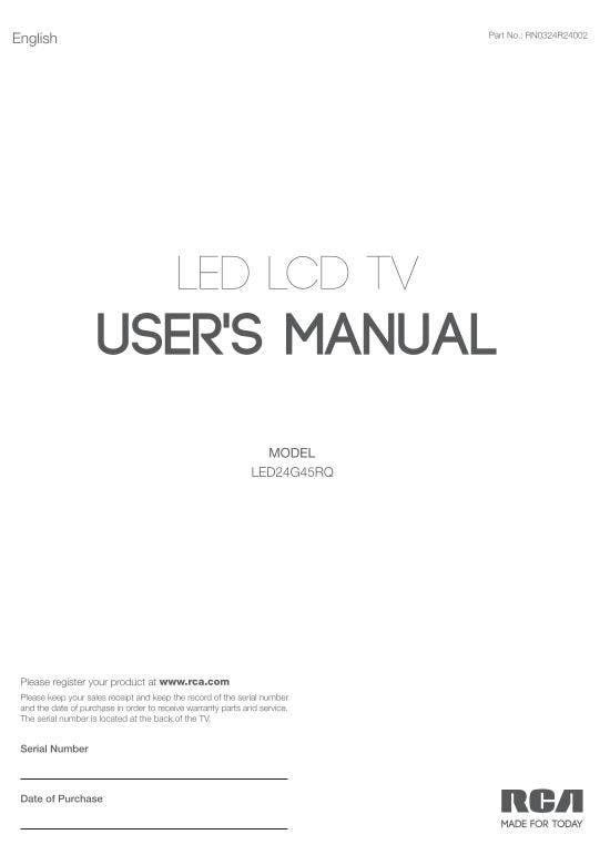 RCA LED24G45RQ TV/DVD Combo Operating Manual