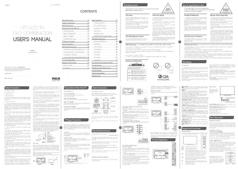 RCA LED32G30RQD TV/DVD Combo Operating Manual