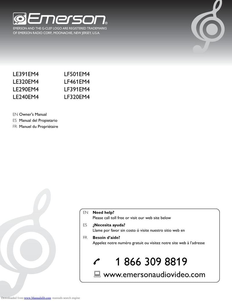 Emerson LE240EM4 LE290EM4 LE320EM4 TV Operating Manual