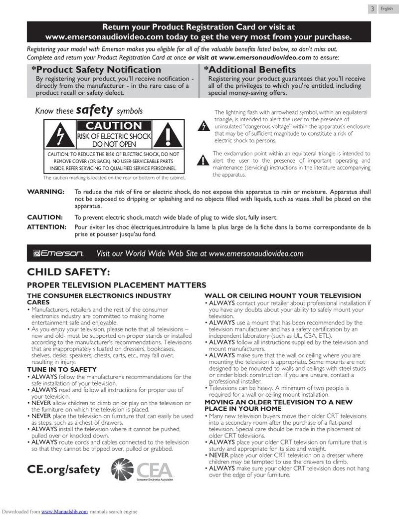 Emerson LE240EM4 LE290EM4 LE320EM4 TV Operating Manual