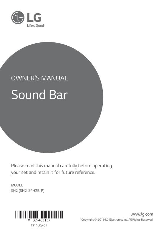 LG SH2 Sound Bar System Operating Manual