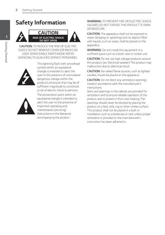 LG SH2 Sound Bar System Operating Manual