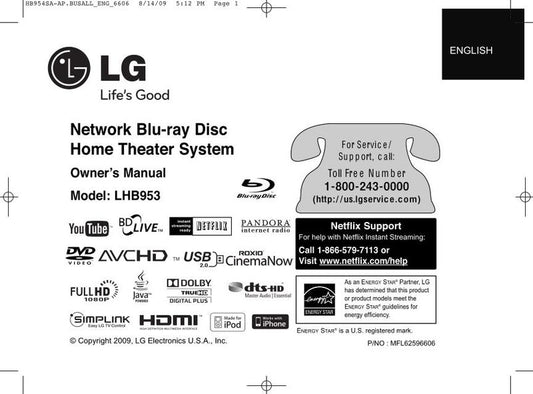 LG LHB953 Home Theater System Operating Manual