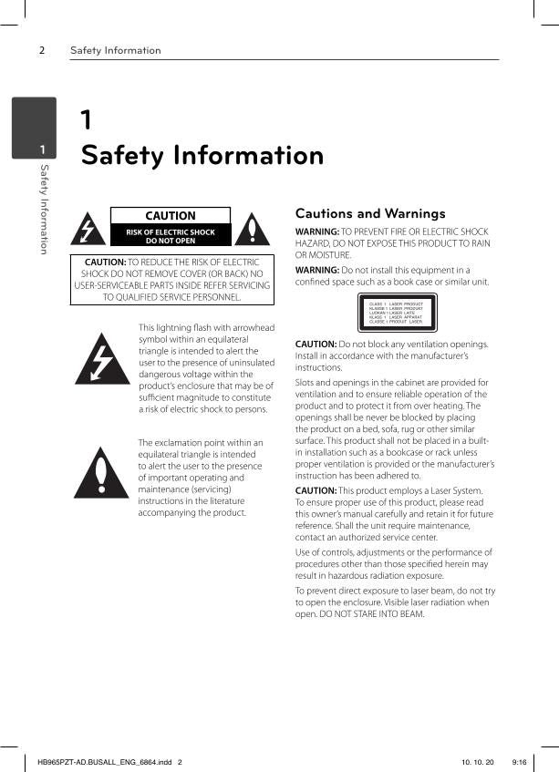 LG LHB975 Blu-Ray DVD Player Operating Manual