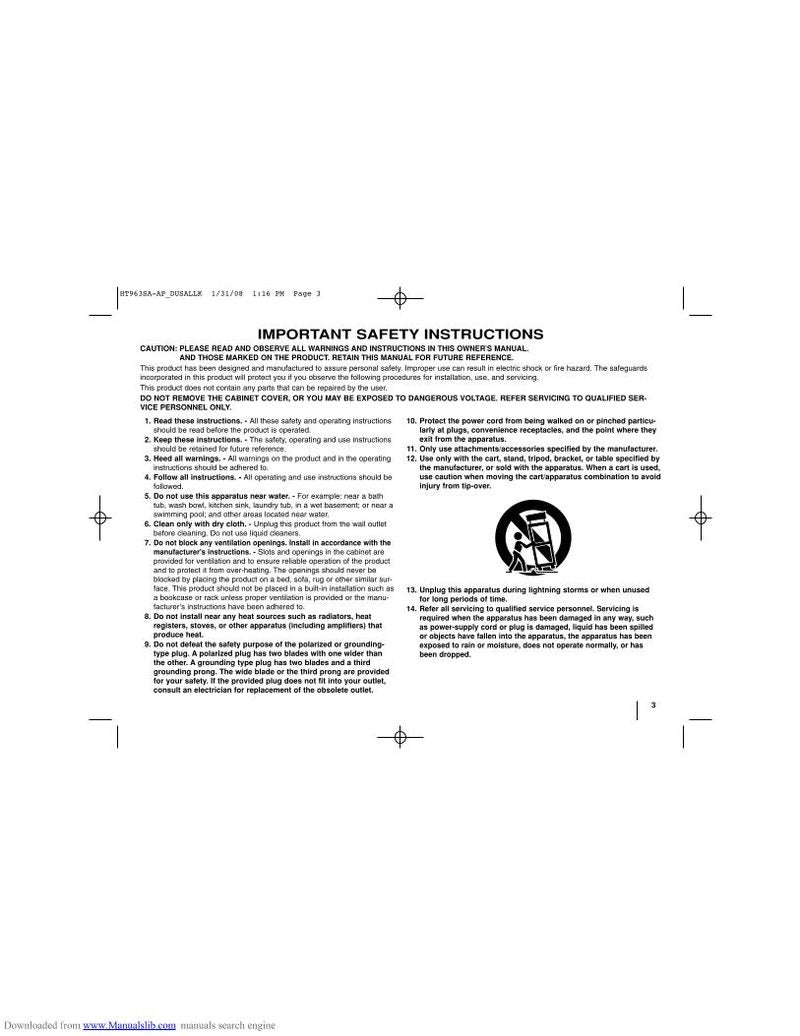 LG LHT854 DVD Player Operating Manual