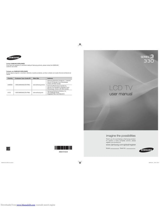 Samsung LN19A330 LN19A331 LN26A330J1D TV Operating Manual