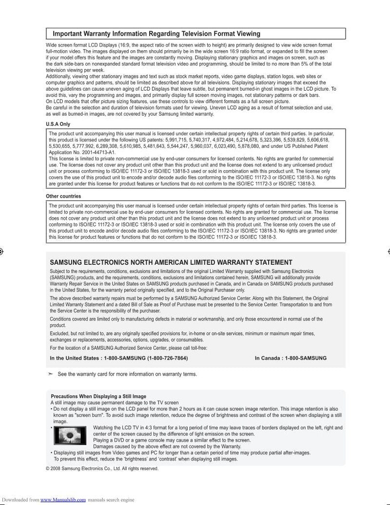 Samsung LN19A330 LN19A331 LN26A330J1D TV Operating Manual