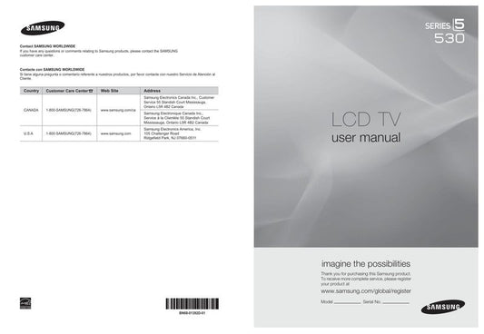 Samsung LN37A530P1FXZX LN40A530P1FXZA LN40A530P1FXZC TV Operating Manual