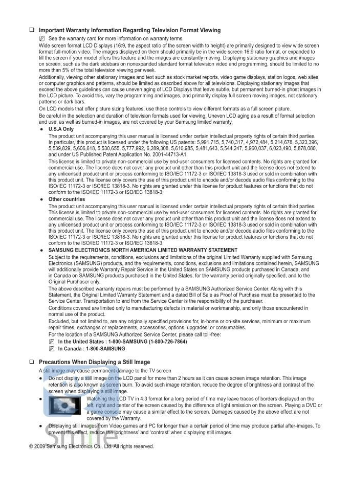 Samsung LN40B750 LN46B750 LN52B750 TV Operating Manual