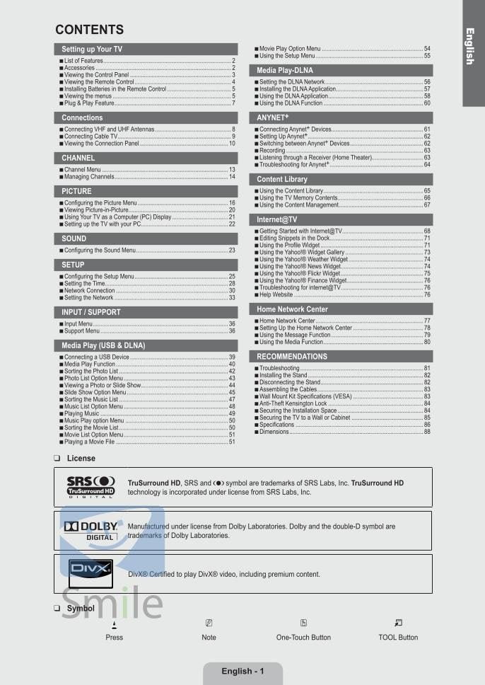 Samsung LN40B750 LN46B750 LN52B750 TV Operating Manual