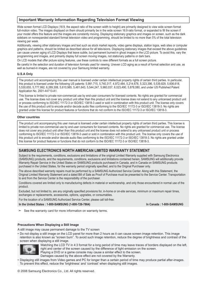 Samsung HLR5668WX/XAA LN37A550 LN52A550 Satellite Receiver Operating Manual