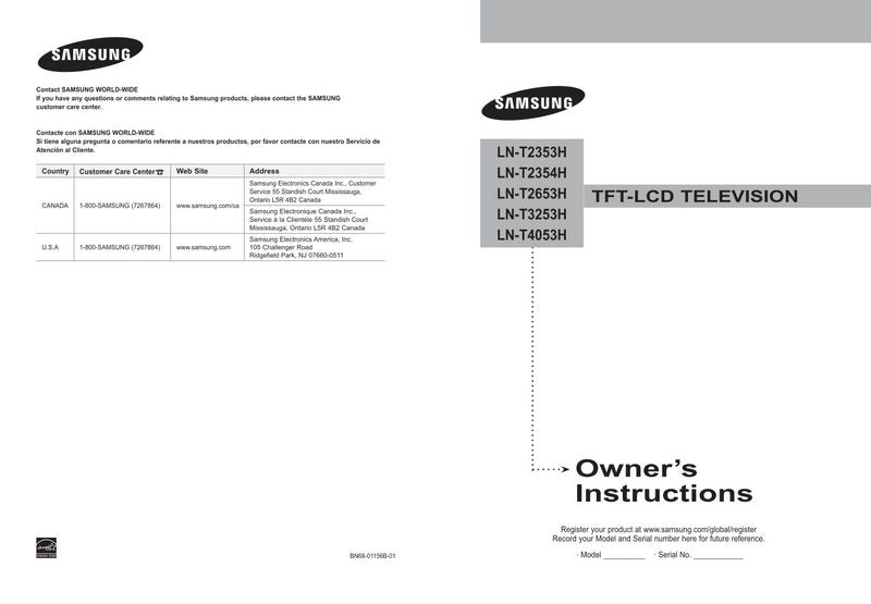 Samsung LNT4053HX/XAA LNT4053HX/XAC HLS7178W TV Operating Manual
