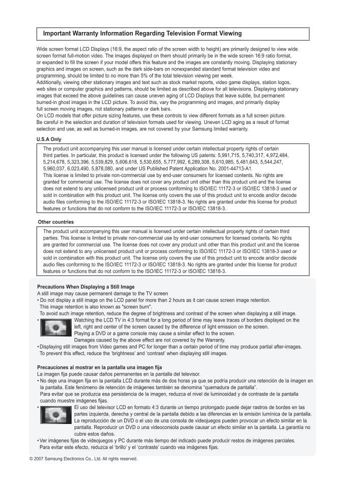 Samsung LNT325HA LNT375HA LNT405HA TV Operating Manual