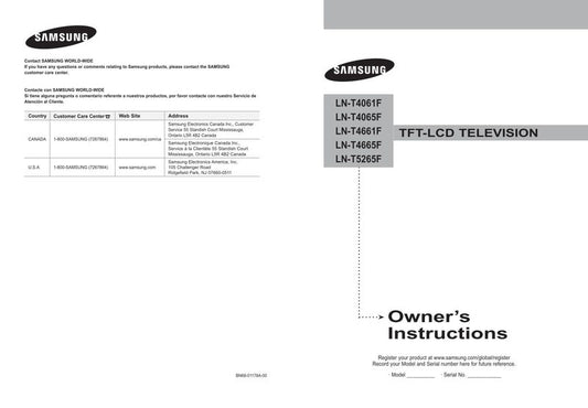 Samsung LNT4661 LNT4061 LNT4665 TV Operating Manual