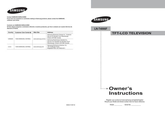 Samsung LNT4066 TV Operating Manual