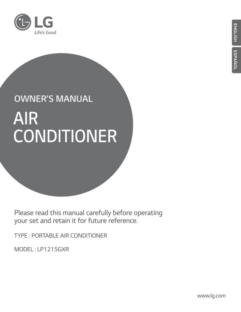 LG LP1215 GXR Air Conditioner Unit Operating Manual