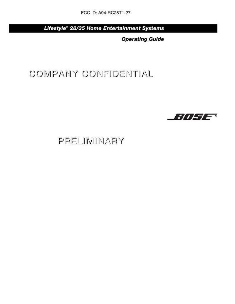 Bose 18 Audio System Operating Manual