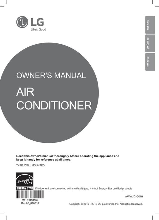 LG LSN180 HSV4 Air Conditioner Unit Operating Manual