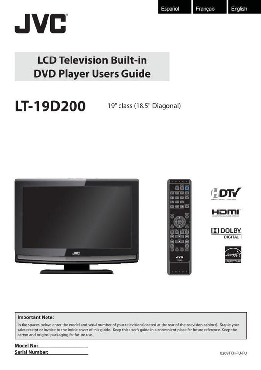 JVC LT19 D 200/AAR TV/DVD Combo Operating Manual