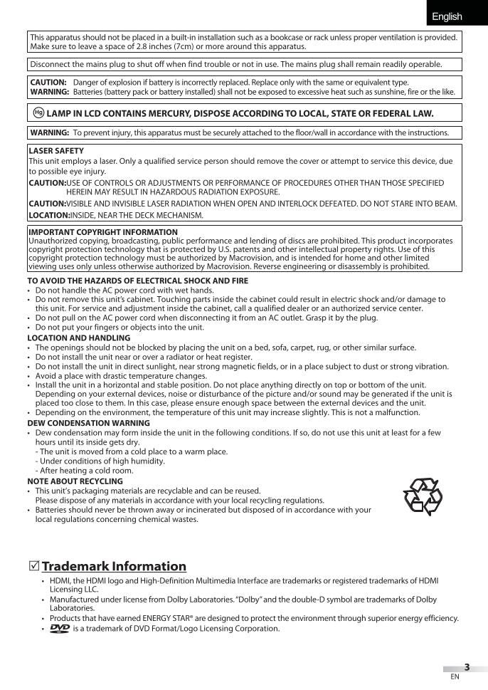 JVC LT19D200/AAR TV/DVD Combo Operating Manual