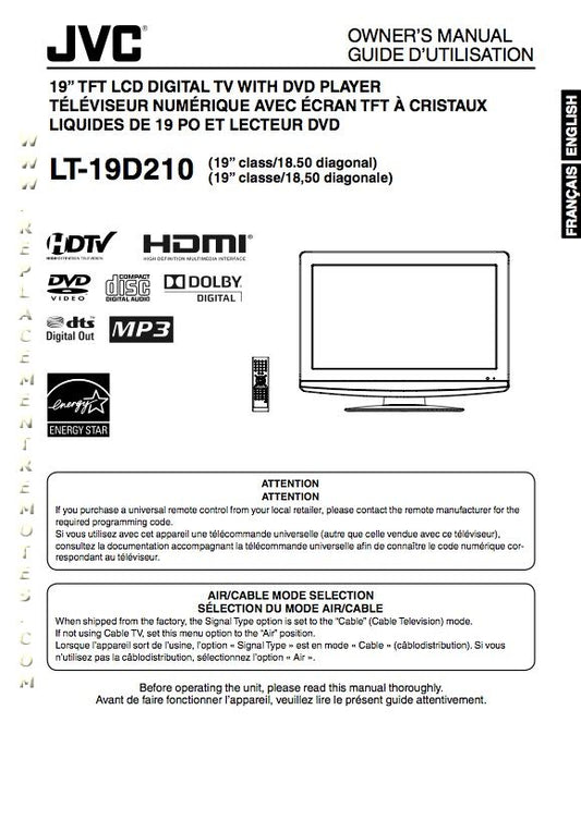 JVC LT19 D 210OM TV Operating Manual