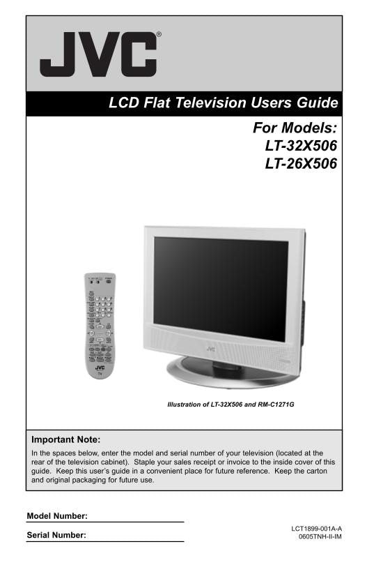 JVC LT26 X 466 506 LT32 TV Operating Manual