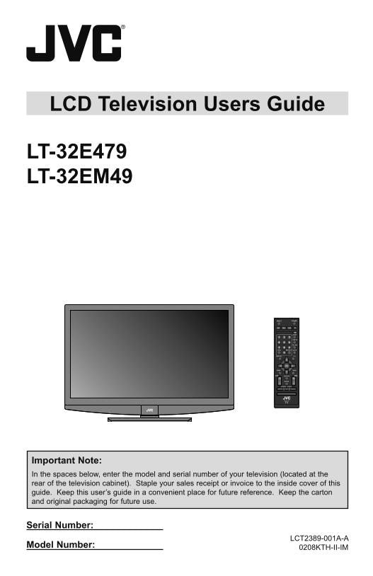 JVC CXNV1500 LT32 E 479 TV Operating Manual