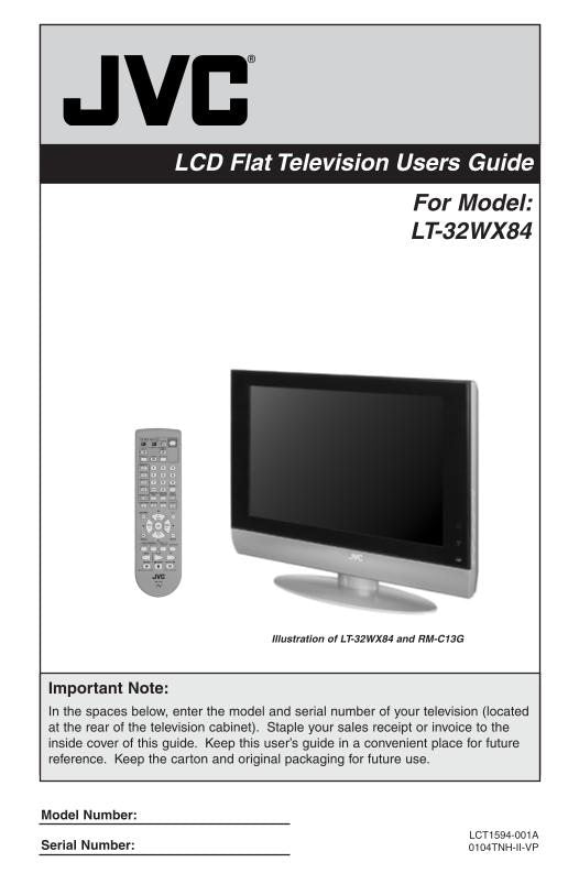 JVC LT32 WX 84 TV Operating Manual