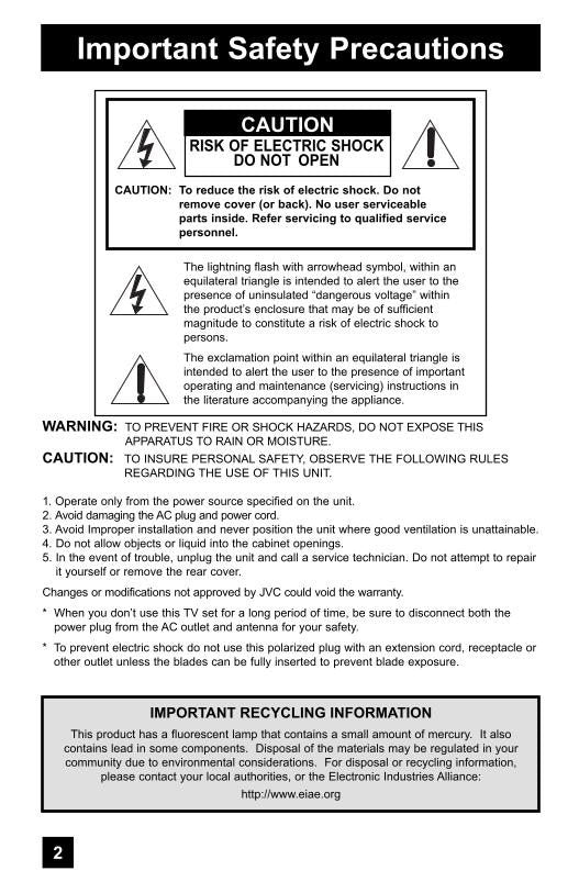 JVC LT32 X 987OM TV Operating Manual