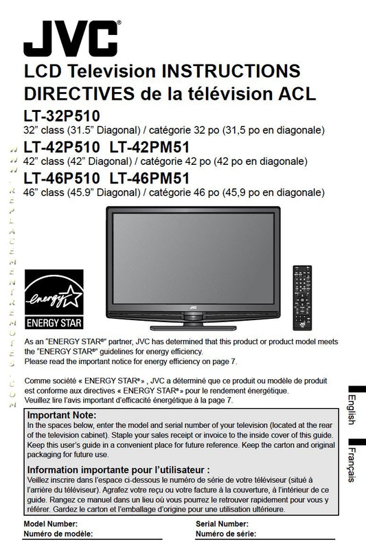 JVC LT32 P 510 LT42 PM 51 LT46 TV Operating Manual