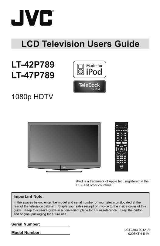 JVC LT42 P 789 LT47 789OM TV Operating Manual