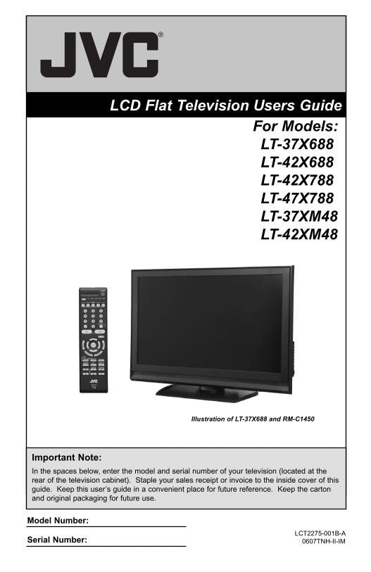 JVC LT47 X 788OM TV Operating Manual
