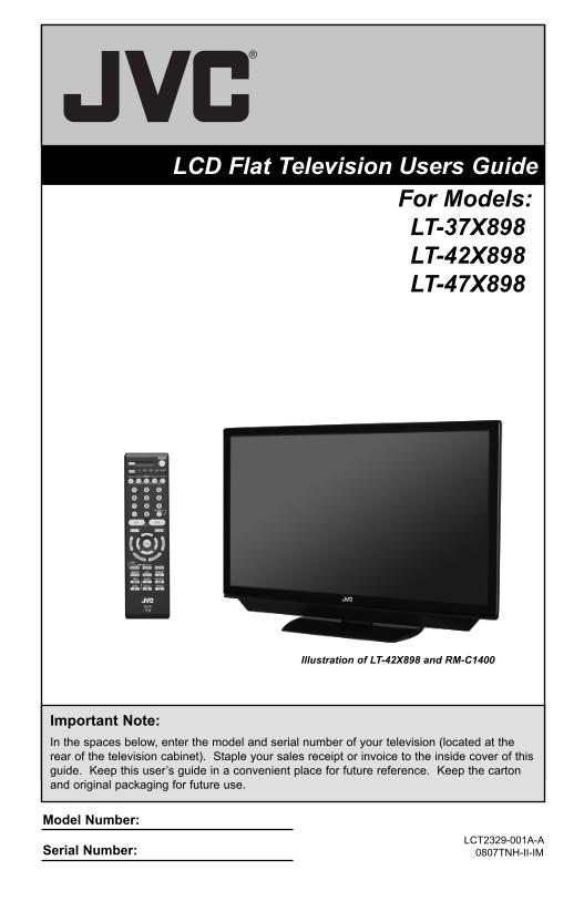 JVC LT37 X 898 LT42 LT47 TV Operating Manual