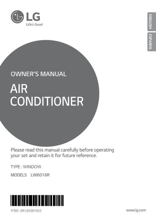 LG LW6016 RY6 Air Conditioner Unit Operating Manual