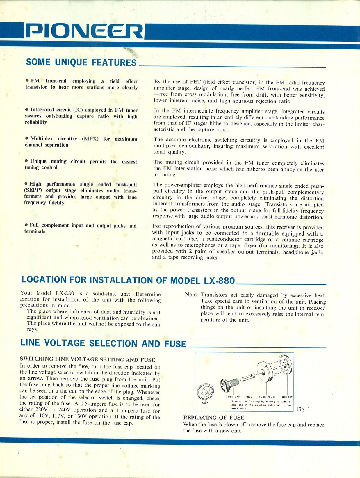 Pioneer LX-880 AM/FM Stereo Receiver Service Manual (Pages: 26)