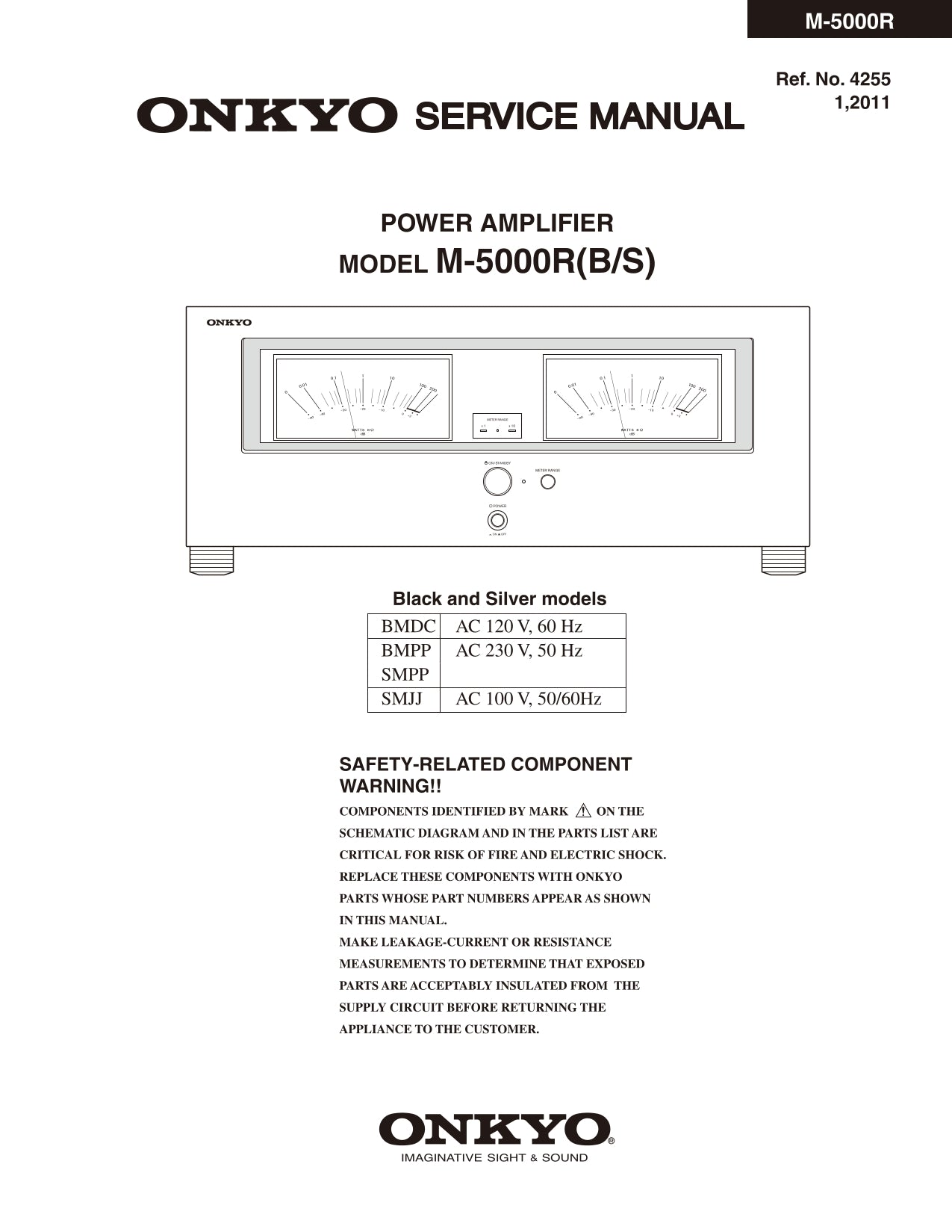 Onkyo M-5000R Power Amplifier Service Manual (Pages: 60)