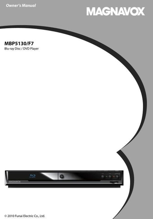 Magnavox MBP5130/F7 Blu-Ray DVD Player Operating Manual