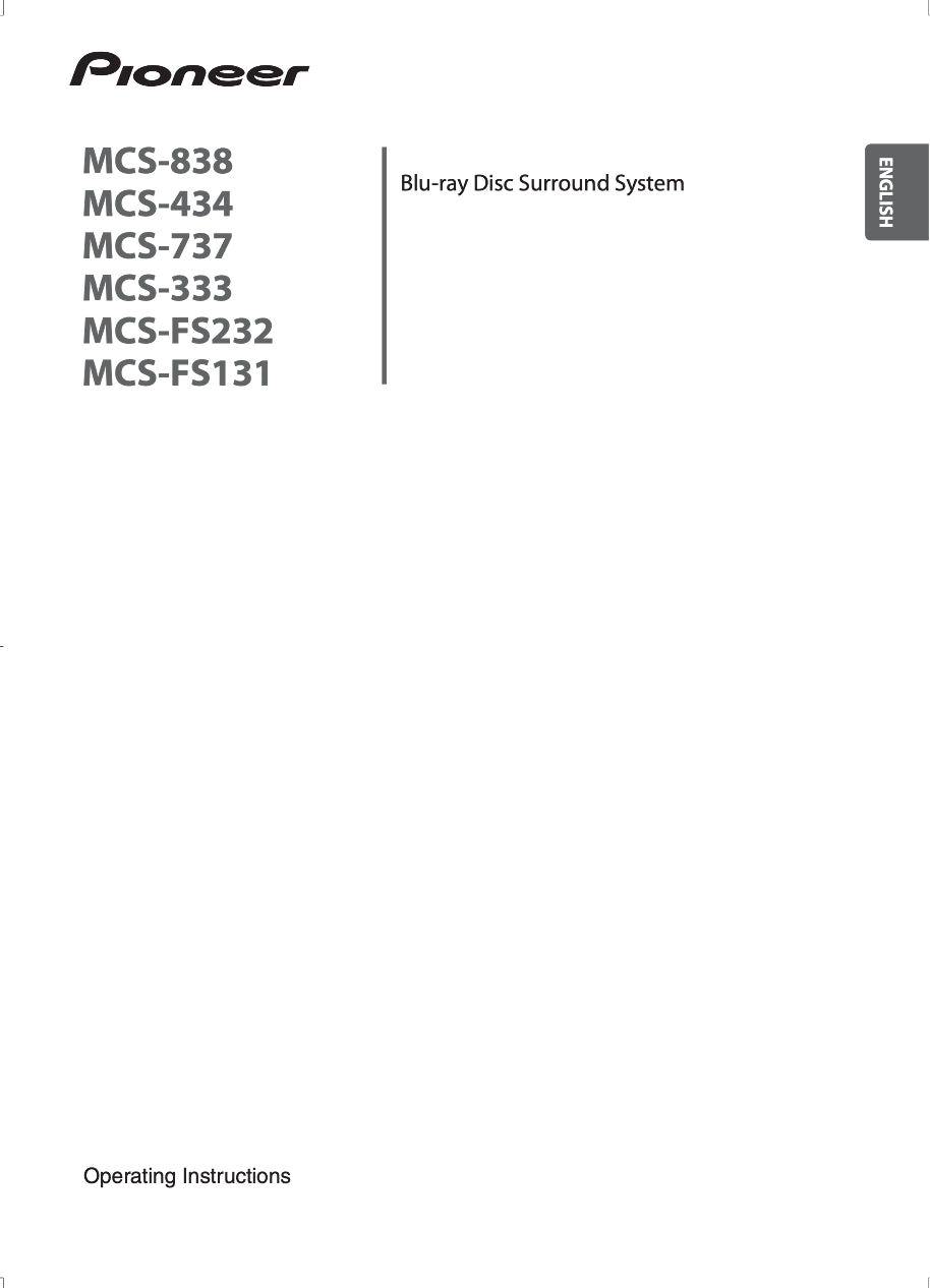 Pioneer MCS-333, MCS-434, MCS-737, MCS-838, MCS-FS131 & MCS-FS232 DVD Player System Owner/ User Manual (Pages: 95)