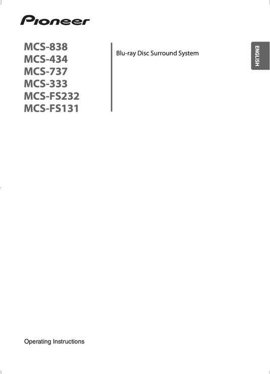 Pioneer MCS-333, MCS-434, MCS-737, MCS-838, MCS-FS131 & MCS-FS232 DVD Player System Owner/ User Manual (Pages: 95)