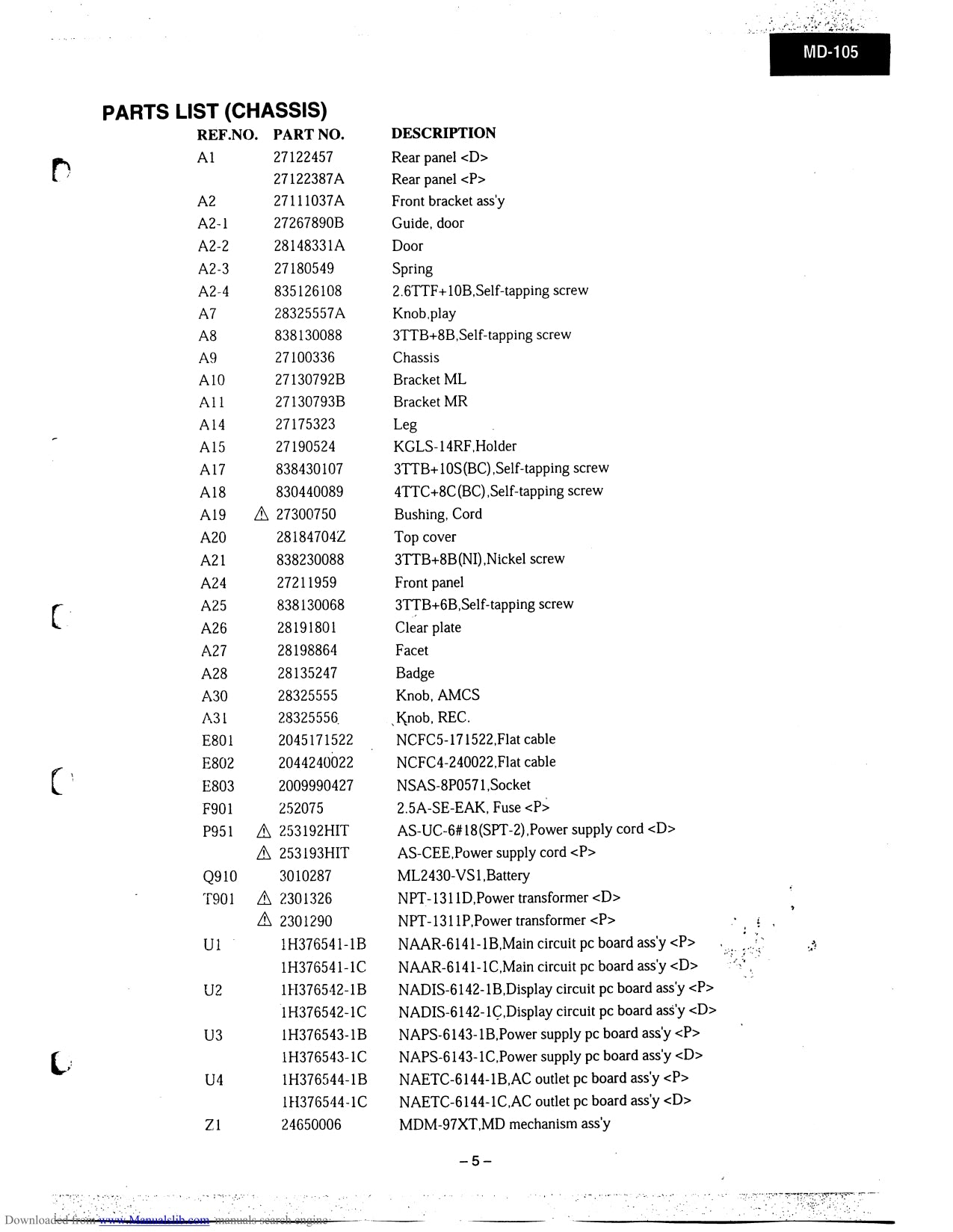 Onkyo MD-105 Mini Disc Recorder Service Manual (Pages: 46)