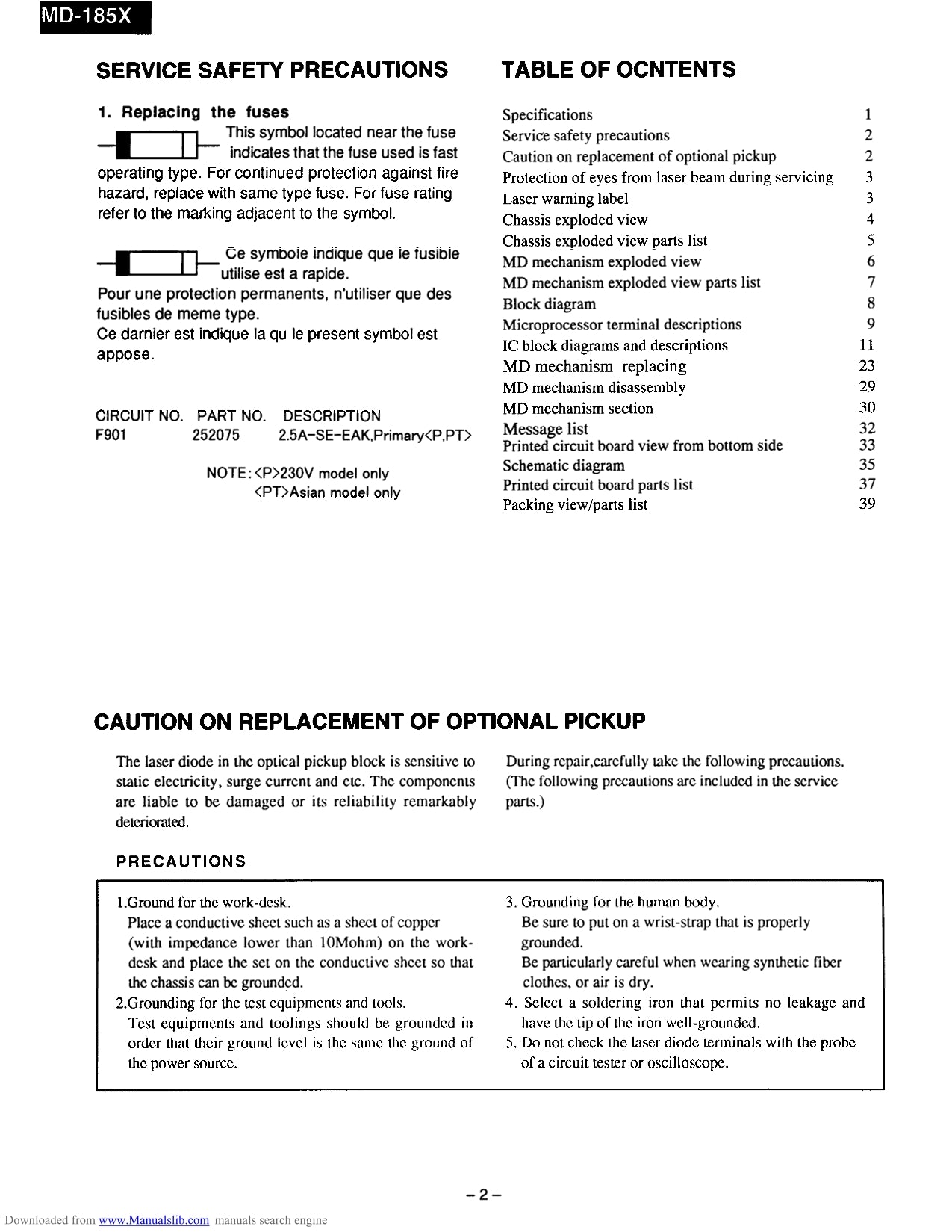 Onkyo MD-185X Mini Disc Recorder Service Manual (Pages: 32)