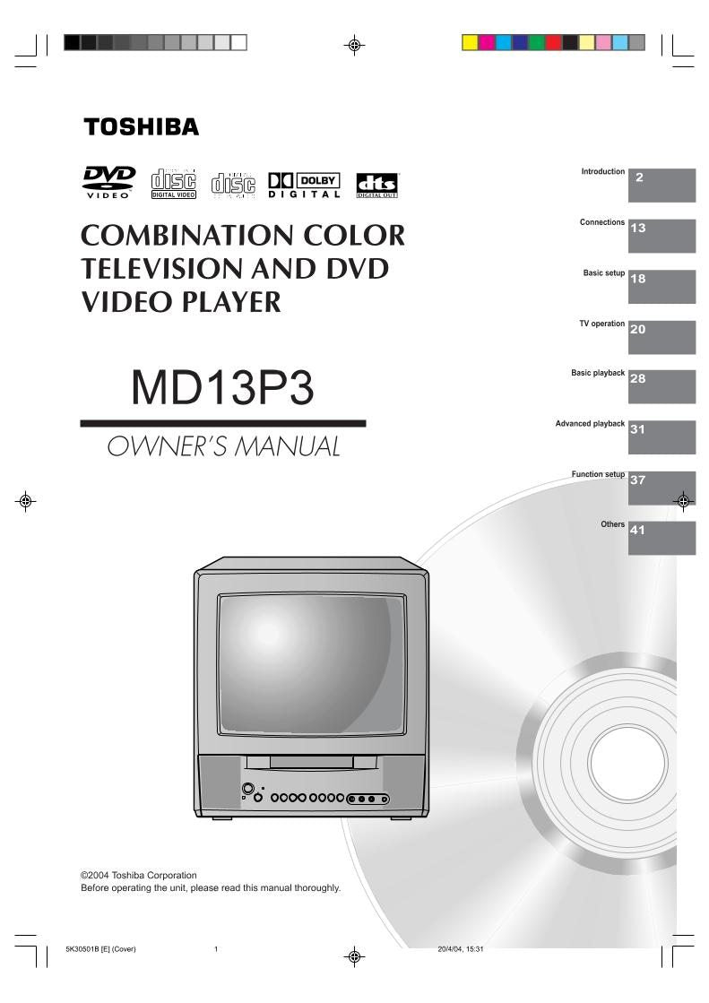 Toshiba DCFN20S DCSB1 MD13N1C TV/DVD Combo Operating Manual