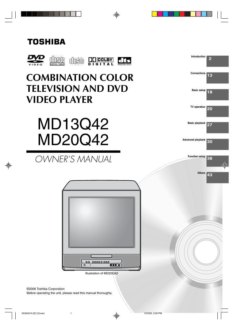 Toshiba MD13Q42 MD20Q42 TV Operating Manual