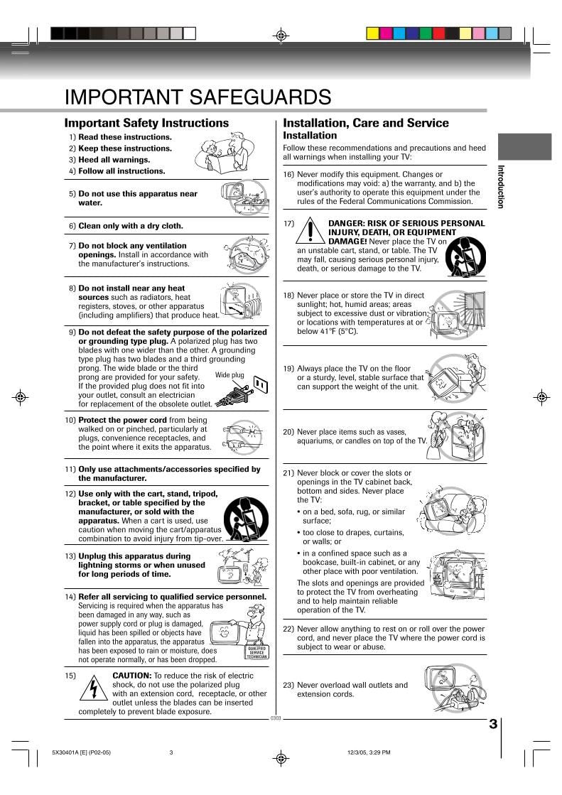 Toshiba MD13Q42 MD20Q42 TV Operating Manual